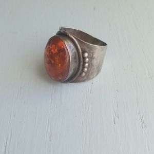 Sterling Silver Amber Ring